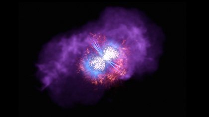 Multiwavelength visualization of gas and dust surrounding the star Eta Carinae
