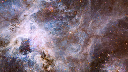 30 Doradus Nebula, Visible and Infrared Comparison