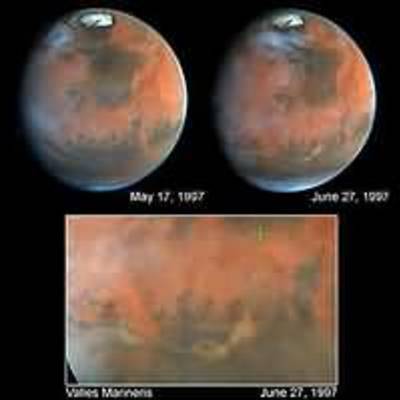 Hubble's Look At Mars Shows Canyon Dust Storm, Cloudy Conditions For Pathfinder Landing 