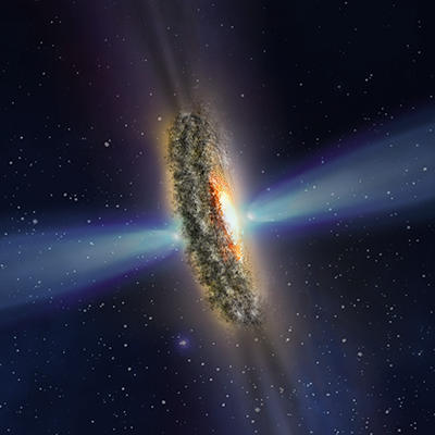 Scenario for Mysterious Light Beams from Active Galaxy