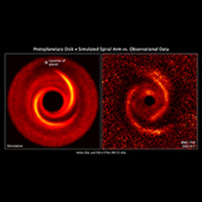 Protoplanetary Disk: Simulated Spiral Arm vs. Observational Data