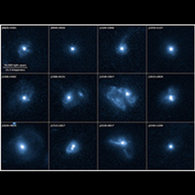 Compass and Scale Image for Outflows from 12 Merging Galaxies