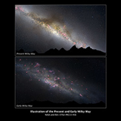 Artist's Illustration of the Present and Early Milky Way