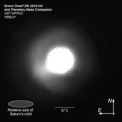 Compass and Scale Image of Brown Dwarf 2M J044144 with Companion – HST WFPC2 – August 20, 2008