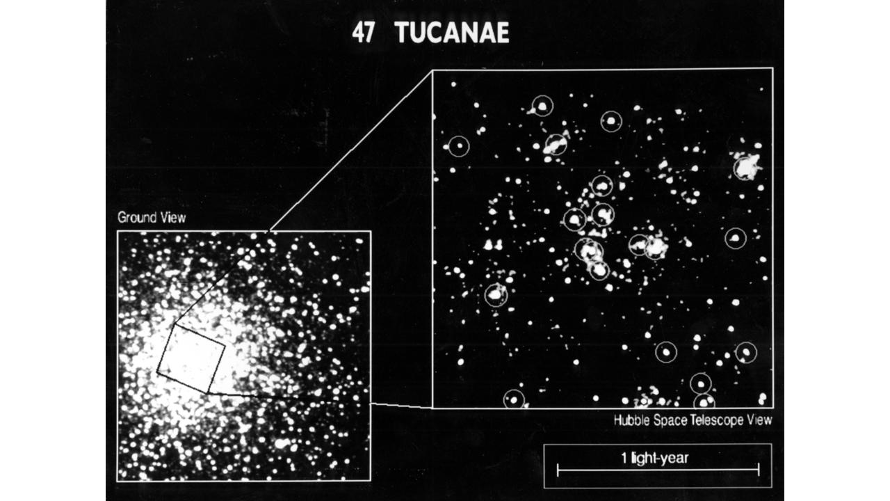  47 Tucanae Core: Ground vs. Hubble Image