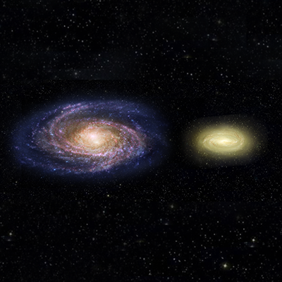 Artist's Concept of Milky Way vs Galaxy MACS2129-1