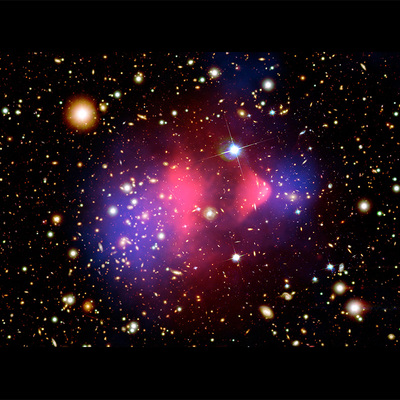 Visible-Light and X-Ray Composite Image of Galaxy Cluster 1E 0657-556