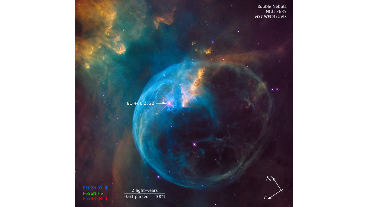  Compass and Scale Image for Bubble Nebula