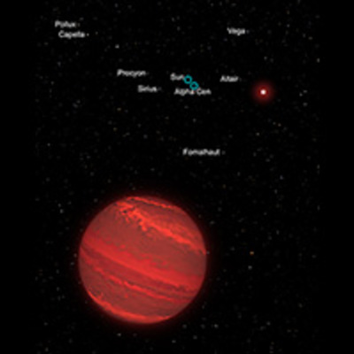 Artist's View of a Super-Jupiter around a Brown Dwarf (Annotated)