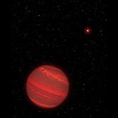 Artist's View of a Super-Jupiter around a Brown Dwarf (2M1207)