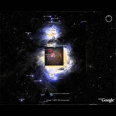 DSS Image and Hubble Image Location of the Orion Nebula from the Sky in Google Earth