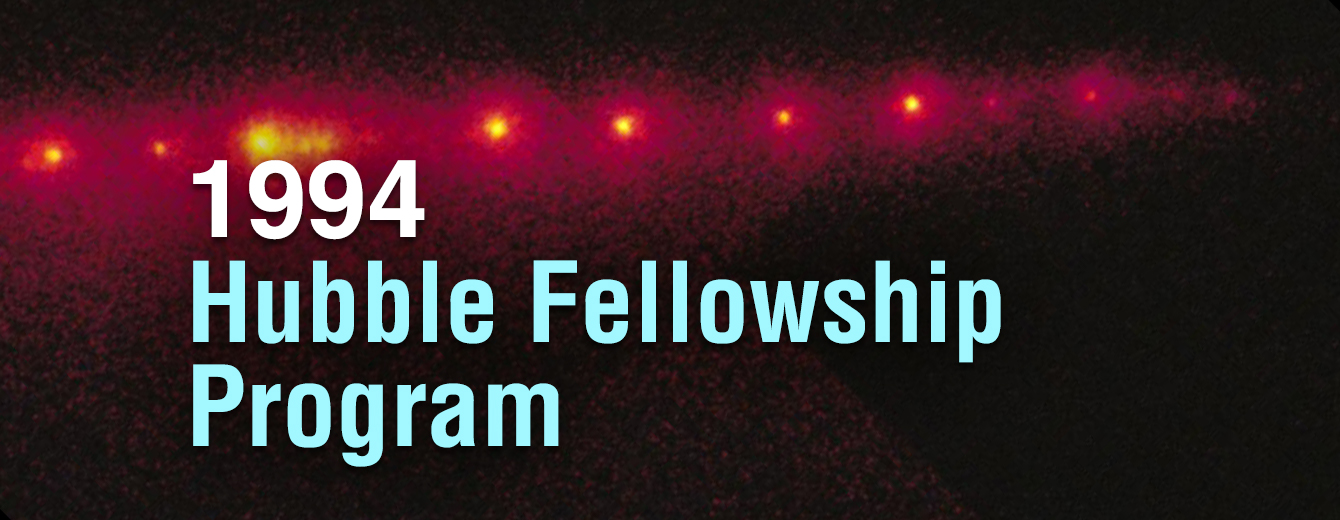 The title "1994 Hubble Fellowship Program" over a reddish background image of Comet P/Shoemaker-Levy 9