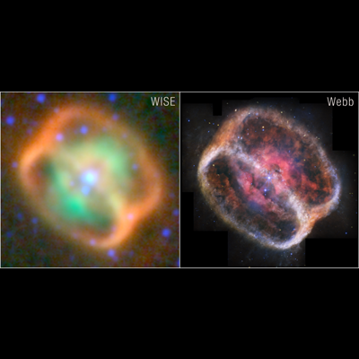  Planetary Nebula NGC 1514 (WISE and Webb Images Side by Side)