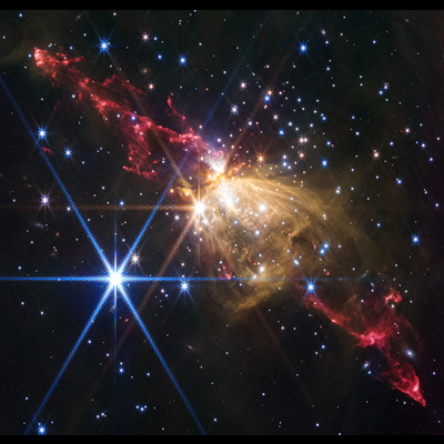 Jet estelar en SH2-284 (imagen de Nircam)